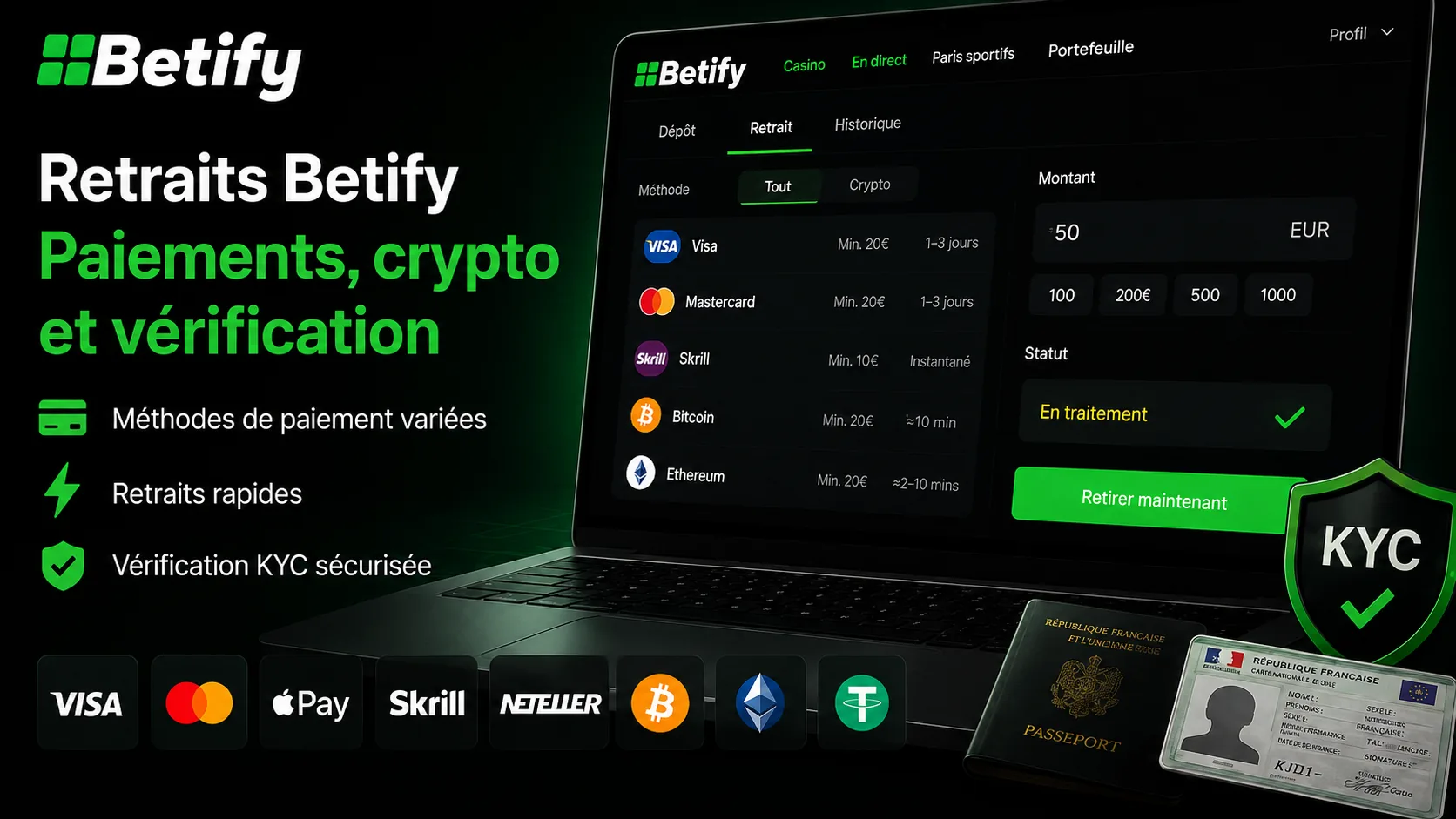 Betify Retrait et Méthodes de Paiement